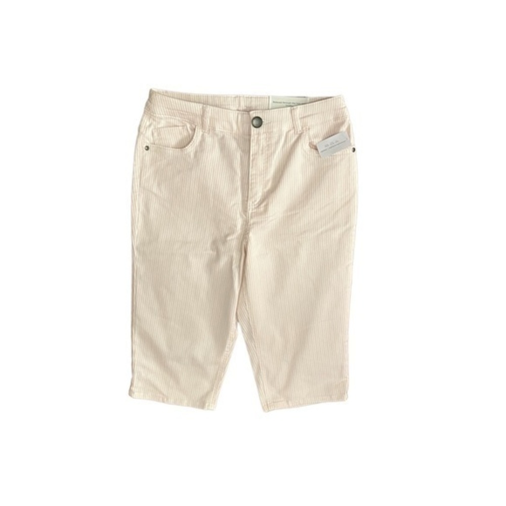 Women's Cream Pinstripe Capri Pants